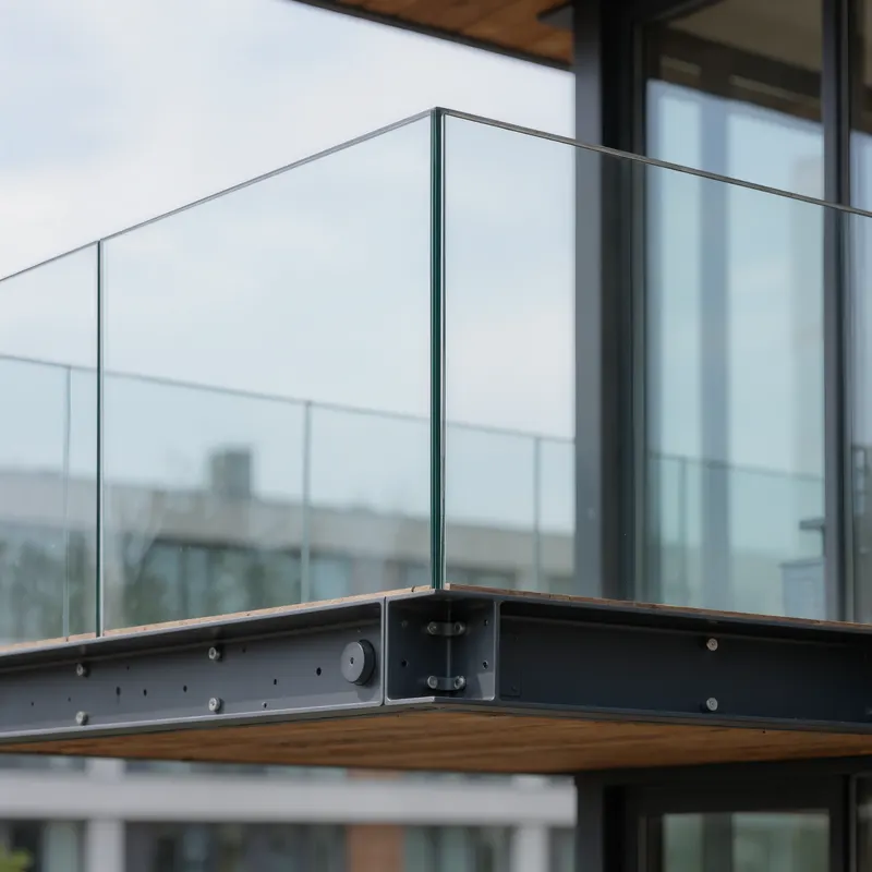 Visualisierung BEO Balcony B1 Pure: Detailansicht Glasgeländer