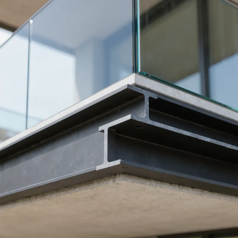 Visualisierung BEO Balcony M3 System: Detailansicht Ganzglasgeländer