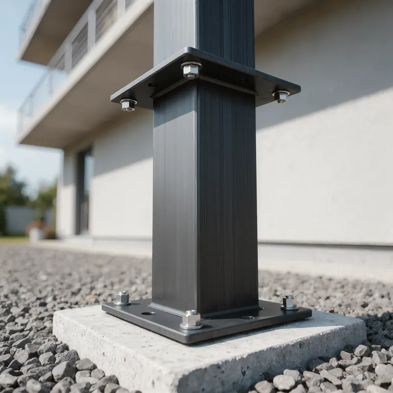 Visualisierung BEO Balcony M3 System: Detailansicht Stützenfundament