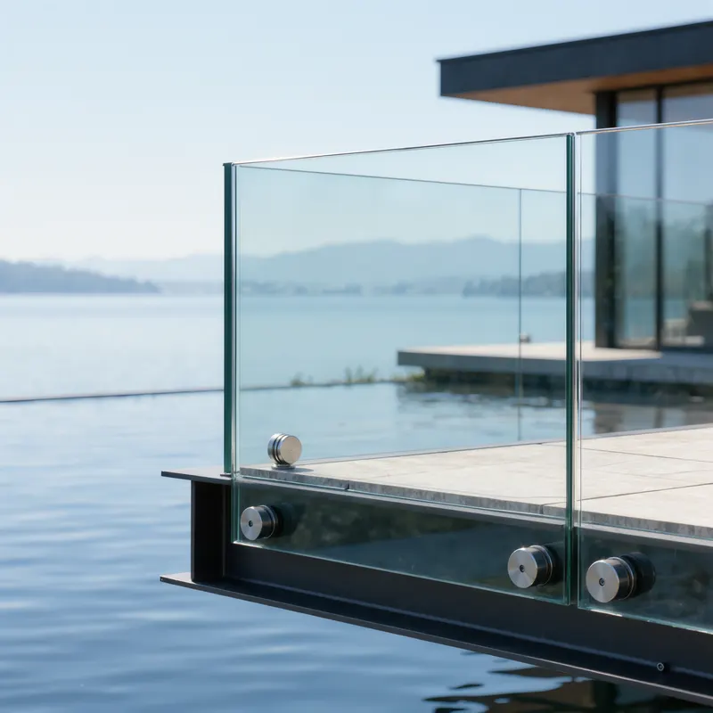 Visualisierung BEO Glass G1 Pure: Detailansicht Terrassenmontage