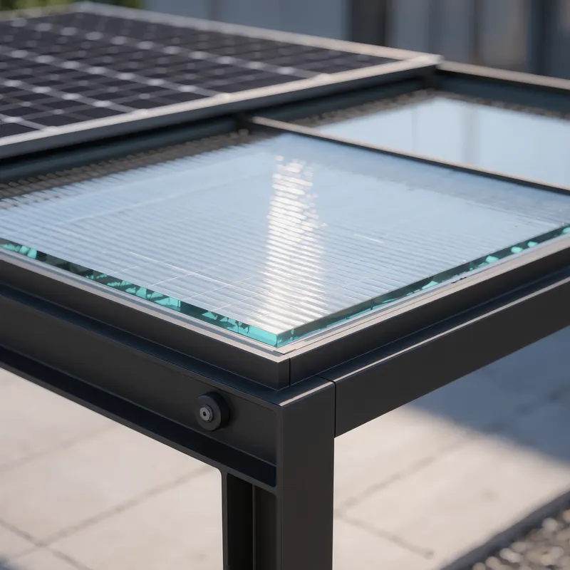 Visualisierung BEO Terrace T6 Solar Glass: Detailansicht Integriertes Solar-Glas
