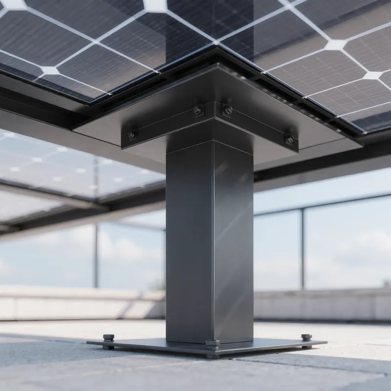 Visualisierung BEO Terrace T6 Solar Glass: Detailansicht Fundamentanschluss