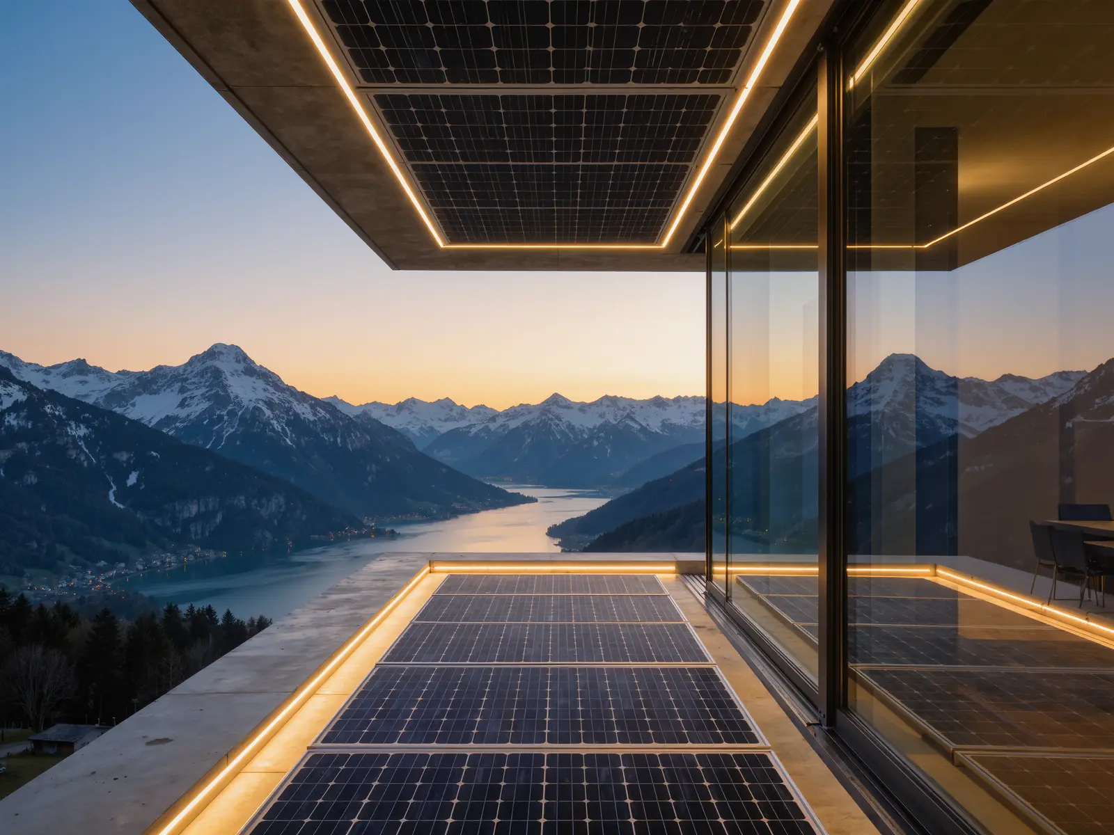 Visualisierung Solar-Balkongeländer, Beispiel Indachpanel